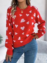 Load image into Gallery viewer, Heart Round Neck Sweater
