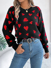 Load image into Gallery viewer, Heart Round Neck Sweater
