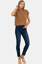 Load image into Gallery viewer, Mock Neck Short Sleeve Cropped Sweater
