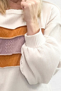 Ivory Color Block Sweatshirt