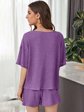 Load image into Gallery viewer, Waffle-Knit Dropped Shoulder Top and Shorts Set
