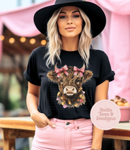 Load image into Gallery viewer, Highland Cow Bow Tee
