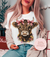 Load image into Gallery viewer, Highland Cow Bow Tee
