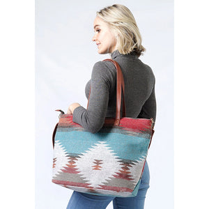 Western Aztec Tote Bag with Pouch