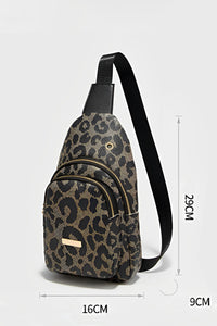 Pu Leopard Print Double Zipper Bag