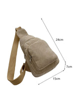 Load image into Gallery viewer, Double Zip Pocket Corduroy Shoulder Bag
