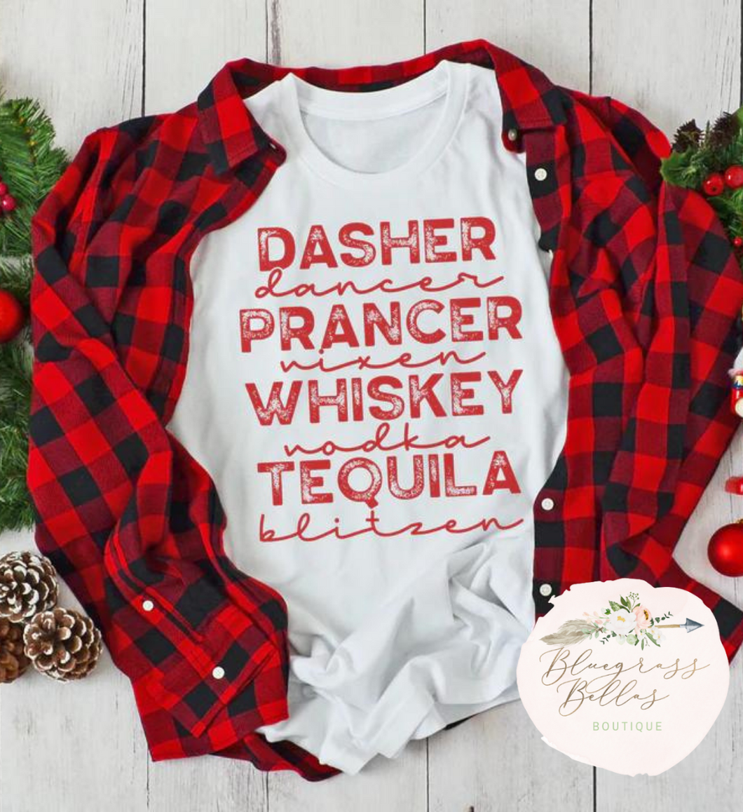 Dasher Prancer Whiskey Tequila Tee