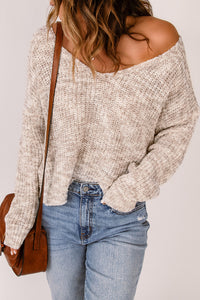 Open Back Knit Pullover Sweater