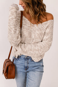 Open Back Knit Pullover Sweater