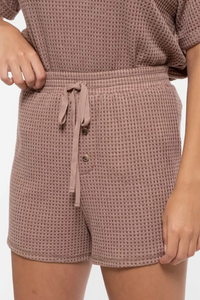 Waffle Knit Shorts Combo Lounge Set