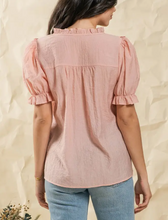 Load image into Gallery viewer, Front Lace Yoke Woven Top
