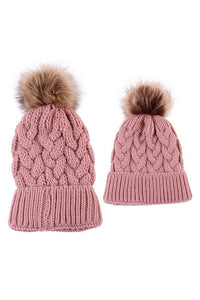 Mom & Mini Coarse Twist Knitted Hat