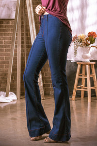 Willow Blue Stitching Flare Jeans