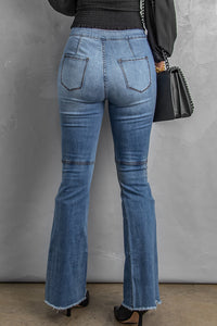 Sky High Waist Ripped Flare Jeans