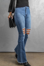 Load image into Gallery viewer, Sky High Waist Ripped Flare Jeans

