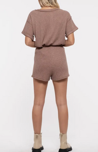 Waffle Knit Shorts Combo Lounge Set